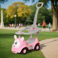 Fun Ride On Push Car, Rabbit 3 in 1 Rider with Removable Parental Handle - Musical Push Car with Lights and Utility Storage Toy Box - Armrest Guardrails for Safety, Kids Indoor/Outdoor Toy Car (Green)