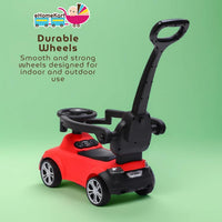 Funride Car Ride On - R8 3-in-1 for Kids with Parent Handle, Music, Light, Backrest & Storage - 1 to 3 Years, Kids Indoor/Outdoor Toy Car for Boys and Girls- (Upto 20 Kg) (Red)