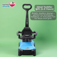 Funride Car Ride On - R8 3-in-1 for Kids with Parent Handle, Music, Light, Backrest & Storage - 1 to 3 Years, Kids Indoor/Outdoor Toy Car for Boys and Girls- (Upto 20 Kg) (Red)