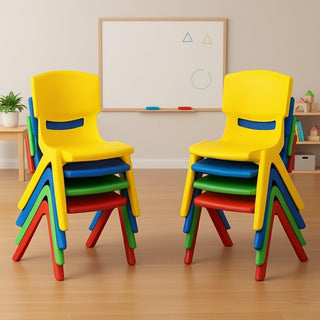 eHomeKart Kids Chairs Set of 20 – Heavy Duty Plastic, Stackable, Multi-Colour (Colour May Vary) - Ideal for Preschool, Nursery & Activity Rooms – 33 x 31 x 51 cm