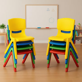 eHomeKart Kids Chairs Set of 20 – Heavy Duty Plastic, Stackable, Multi-Colour (Colour May Vary) - Ideal for Preschool, Nursery & Activity Rooms – 33 x 31 x 51 cm