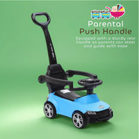 Funride Car Ride On - R8 3-in-1 for Kids with Parent Handle, Music, Light, Backrest & Storage - 1 to 3 Years, Kids Indoor/Outdoor Toy Car for Boys and Girls- (Upto 20 Kg) (Red)