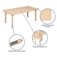 Little Fingers 24''W x 48''L Rectangular Green Plastic Height Adjustable Activity Table Set with 4 Chairs