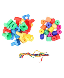 Little Fingers 2 in1 Nut & Bolts/Beads Play Combo Puzzle Sets Beads for Kids Early Learning Building Blocks for Kids