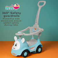 Fun Ride On Push Car, Rabbit 3 in 1 Rider with Removable Parental Handle - Musical Push Car with Lights and Utility Storage Toy Box - Armrest Guardrails for Safety, Kids Indoor/Outdoor Toy Car (Green)
