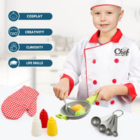 Chef Costume for Kids, Cook Role Play Dress -Up Set With Realistic Kitchen Toys, Pretend Chef Outfit for Halloween