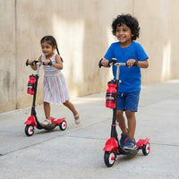 Fun Ride Kids Scooter - Rush Three Wheel Kick Scooters for Boys and Girls with Sipper, Bell, Adjustable Height and Rear Brake - 3 Wheels Skate for Age 3-10 Years (Black)
