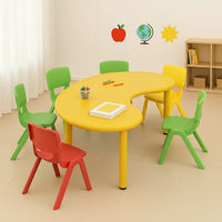 eHomeKart Plastic Moon Table - Front Round Table for Kids - Perfect for Home - (53 x 20 x 20 inches) - Colour May Vary - Chairs NOT Included (Yellow)