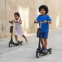 Fun Ride Kids Scooter - Rush Three Wheel Kick Scooters for Boys and Girls with Sipper, Bell, Adjustable Height and Rear Brake - 3 Wheels Skate for Age 3-10 Years (Black)