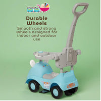 Fun Ride On Push Car, Rabbit 3 in 1 Rider with Removable Parental Handle - Musical Push Car with Lights and Utility Storage Toy Box - Armrest Guardrails for Safety, Kids Indoor/Outdoor Toy Car (Green)