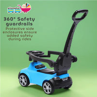 Funride Car Ride On - R8 3-in-1 for Kids with Parent Handle, Music, Light, Backrest & Storage - 1 to 3 Years, Kids Indoor/Outdoor Toy Car for Boys and Girls- (Upto 20 Kg) (Red)
