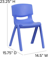 Flash Furniture Whitney 2 Pack Blue Plastic Stackable School Chair with 13.25" Seat Height