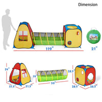 Cocomelon 3 in 1 Pop Up Play Tent Theme with Tunnel, Ball Pit for Kids, Boys, Girls, Babies and Toddlers, Indoor/Outdoor Playhouse, Multicolor