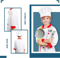 Chef Costume for Kids, Cook Role Play Dress -Up Set With Realistic Kitchen Toys, Pretend Chef Outfit for Halloween