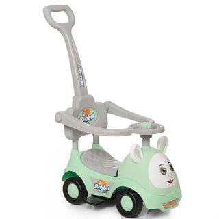 Fun Ride On Push Car, Rabbit 3 in 1 Rider with Removable Parental Handle - Musical Push Car with Lights and Utility Storage Toy Box - Armrest Guardrails for Safety, Kids Indoor/Outdoor Toy Car (Green)