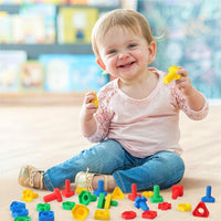 Little Fingers Multi-Shape Lacing Cards Set – Educational Threading Toy for Kids with Animals More (10-PCS)