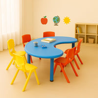 eHomeKart Plastic Moon Table - Front Round Table for Kids - Perfect for Home - (53 x 20 x 20 inches) - Colour May Vary - Chairs NOT Included (Yellow)