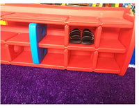 Little Fingers Plastic Toy Storage Shelf with 6 Yellow Bins – Kids Organizer Rack for Toys & Books – L38.5 x W14 x H32 Inches – Blue & Yellow