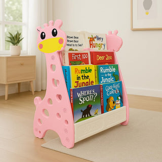 eHomeKart Plastic Bookshelf And Organizer For Kids - Multi-Purpose Shelves For Books Storage - Book Shelf Cabinet - Perfect For Home, Play Schools & Kindergarten - Portable And Lightweight (Pink)