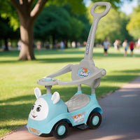 Fun Ride On Push Car, Rabbit 3 in 1 Rider with Removable Parental Handle - Musical Push Car with Lights and Utility Storage Toy Box - Armrest Guardrails for Safety, Kids Indoor/Outdoor Toy Car (Green)