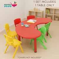 eHomeKart Plastic Moon Table - Front Round Table for Kids - Perfect for Home - (53 x 20 x 20 inches) - Colour May Vary - Chairs NOT Included (Yellow)