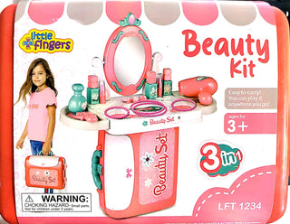 Little Fingers Kids 3-in-1 Beauty Set with Mirror, Hair Dryer, Nail Polish