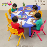eHomeKart Plastic Moon Table - Front Round Table for Kids - Perfect for Home - (53 x 20 x 20 inches) - Colour May Vary - Chairs NOT Included (Yellow)