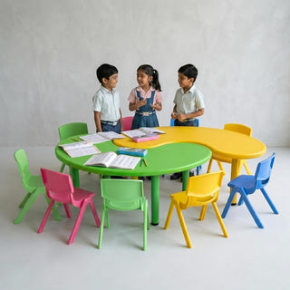 eHomeKart Kids Half-Moon Table – Front Round Shape, Perfect for Home Use (53 x 20 x 20 inches) – Color May Vary – Chairs NOT Included (2 Table)