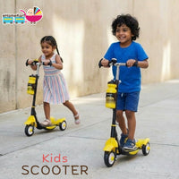 Fun Ride Kids Scooter - Rush Three Wheel Kick Scooters for Boys and Girls with Sipper, Bell, Adjustable Height and Rear Brake - 3 Wheels Skate for Age 3-10 Years (Black)