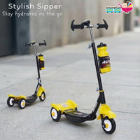 Fun Ride Kids Scooter - Rush Three Wheel Kick Scooters for Boys and Girls with Sipper, Bell, Adjustable Height and Rear Brake - 3 Wheels Skate for Age 3-10 Years (Black)