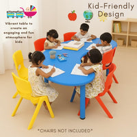 eHomeKart Plastic Moon Table - Front Round Table for Kids - Perfect for Home - (53 x 20 x 20 inches) - Colour May Vary - Chairs NOT Included (Yellow)