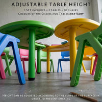 eHomeKart Kids Half-Moon Table Set of 2 with 10 Chairs – Front Round Shape, Perfect for Home Use (53 x 20 x 20 inches) for Kids with Set of 10 Chairs- Perfect Fort Home