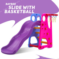 Baybee 3 in 1 Baby Slides for Kids | Outdoor Sliding with Basketball Set, Antislip Steps & Climbing | Perfect Baby Play Area Indoor Setup | Freestanding Slider for Kids 2 to 5 Years (Grand Slide)