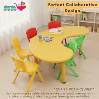 eHomeKart Plastic Moon Table - Front Round Table for Kids - Perfect for Home - (53 x 20 x 20 inches) - Colour May Vary - Chairs NOT Included (Yellow)