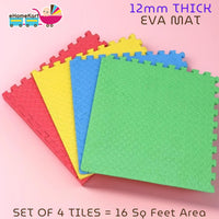 Ehomekart - EVA Kid's Interlocking Play Mat - 11 mm Thickness - Set of 8 Tiles - 62cm x 62cm Each Tile - 32 Square Feet Total Area(Multicolor)