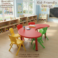 HerHome Moon Table with 5 Chairs for Kids - Table with 54 inch Length with 5 Chairs - Study Table for Kids at Home or School (Green)