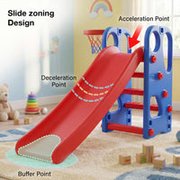 Baybee Garden Baby Slide for Kids with Basketball Hoop | Perfect Mini Playground Sliding for Babies with Handrails | Baby Play Area Indoor Setup | Outdoor Slider for Kids 2 to 5 Years (Orange)