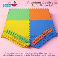 Ehomekart - EVA Kid's Interlocking Play Mat - 11 mm Thickness - Set of 8 Tiles - 62cm x 62cm Each Tile - 32 Square Feet Total Area(Multicolor)