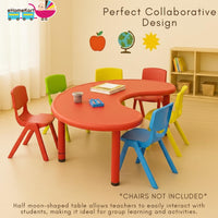 eHomeKart Plastic Moon Table - Front Round Table for Kids - Perfect for Home - (53 x 20 x 20 inches) - Colour May Vary - Chairs NOT Included (Yellow)
