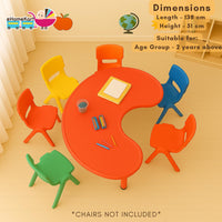 eHomeKart Plastic Moon Table - Front Round Table for Kids - Perfect for Home - (53 x 20 x 20 inches) - Colour May Vary - Chairs NOT Included (Yellow)