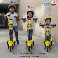 Fun Ride Kids Scooter - Rush Three Wheel Kick Scooters for Boys and Girls with Sipper, Bell, Adjustable Height and Rear Brake - 3 Wheels Skate for Age 3-10 Years (Black)