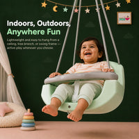 eHomeKart Baby Swing for Kids | 31x35x39 cm Ergonomic High Back Wide Front Bar | 25kg Capacity Non-Musical Swing | Safe & Sturdy Indoor Outdoor Toddler Swing | Easy Installation | Boys & Girls (Blue)