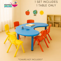 eHomeKart Plastic Moon Table - Front Round Table for Kids - Perfect for Home - (53 x 20 x 20 inches) - Colour May Vary - Chairs NOT Included (Yellow)