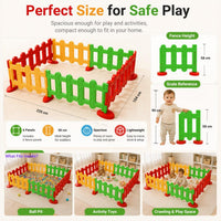 eHomeKart Baby Activity Playpen for Kids | 6 Piece Safety Fence & Play Junction Set | Portable Indoor Outdoor Toddler Play Area with Strong Base Support 104 x 59 CM Play Area