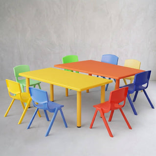 eHomeKart Rectangle Kids Table Set of 2 with 10 Chairs – Two Plastic Study Table for Home or School (48