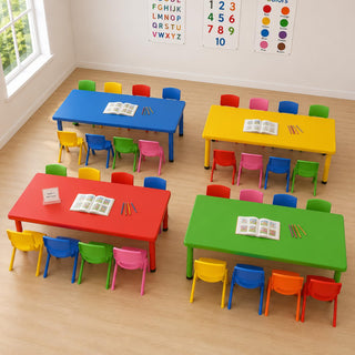 Rectangle Kids Table Set of 4 – Two Plastic Study Table for Home or School (48