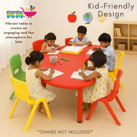 eHomeKart Plastic Moon Table - Front Round Table for Kids - Perfect for Home - (53 x 20 x 20 inches) - Colour May Vary - Chairs NOT Included (Yellow)