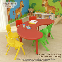 HerHome Moon Table with 5 Chairs for Kids - Table with 54 inch Length with 5 Chairs - Study Table for Kids at Home or School (Green)