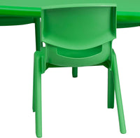 Little Fingers 24''W x 48''L Rectangular Green Plastic Height Adjustable Activity Table Set with 4 Chairs