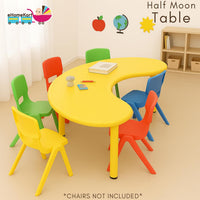 eHomeKart Plastic Moon Table - Front Round Table for Kids - Perfect for Home - (53 x 20 x 20 inches) - Colour May Vary - Chairs NOT Included (Yellow)